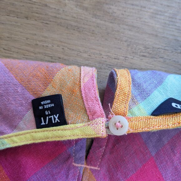 Lands' End Women’s Linen Dress‎ Plaid Multicolor Pocket Relaxed Fit XL Tall - Picture 13 of 13